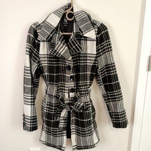 Black and white peacoat